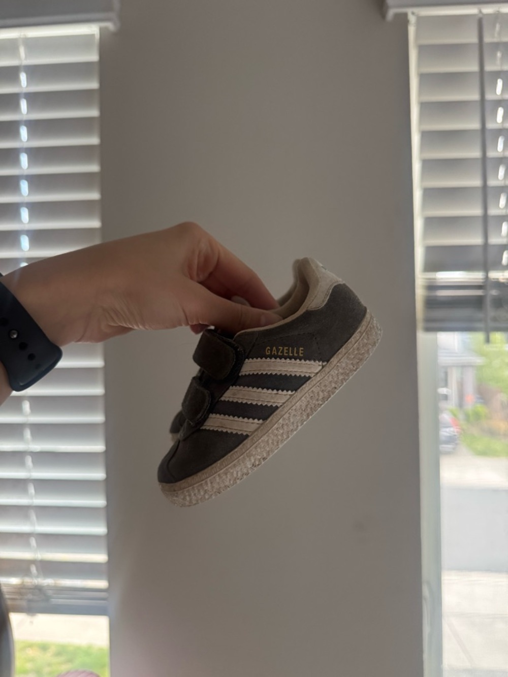 adidas Kids Gazelle Suede Sneaker in Olive & Cream